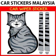 Cat Wiper Sticker - Grey Cat Happy