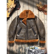Original Ecological Merino Thick Sheep Fur One Classic B3 Flight Suit Leather Jacket Men American Re