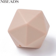 5pcs Grade Silicone Beads Icosahedron Tan 16.5x16.5x16.5mm Hole: 2mm