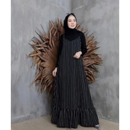 MODI OVERALL ( free belt ) Terbaru Dress Model Overall Remaja 2021 / Baju Gamis operall Wanita Muslim Simple Modern Elegan / Baju Kodok Korean Overall Bahan Monalisa Motif Salur / Long Dress Wanita Hijab Kekinian Modern&amp; Elegan / Gamis overall