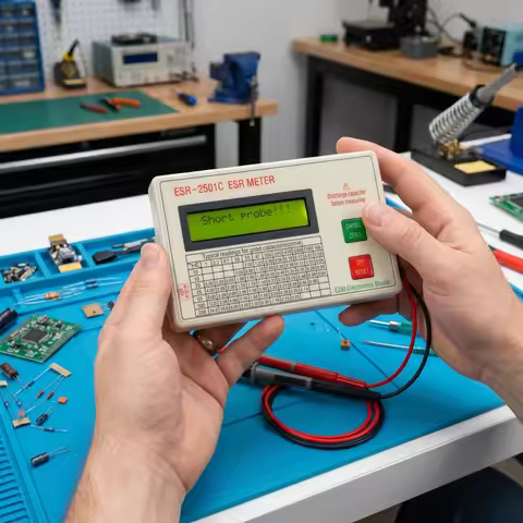 New ESR2501C Capacitor ESR DCR Tester Test In Circuit Capacitance Meter With Test Leads Clip Battery
