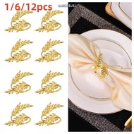 NARCISSUS1Y7KJ 1/6/12pcs Napkin Holder, Christmas Thanksgiving Metal Napkin Ring Buckles, Fashion Mo