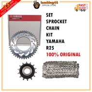 New Yamaha R25 Set Sprocket + Chain Kit Rantai Racing Motorcycle Motosikal Modify Engine Spare Parts