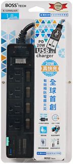 BOSS 5切4座6尺 PC QC 高溫斷電 延長線 USB智慧充電器 2開2插3P 插座 插頭 充電器 手機充電器