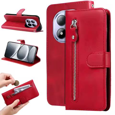 Capa Redmi Note15Pro Zipper Leather Case for Xiaomi Redmi Note 15 Pro Case Stand Wallet Phone Cover
