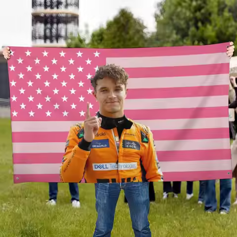 2025 Lando Norris F1 Racing Tapestry Pink USA Flag Design Bedroom Dorm Wall Decor Car Garage Decorat