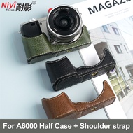 PU Leather Camera Base Case for Half Body Shell Protective Camera Bag for Sony A6000 ZVE10 ZV-1F ZV1