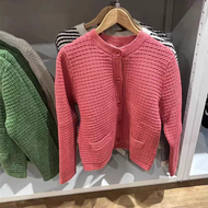 UNIQLO Ujia เสื้อกันหนาวเสื้อคาร์ดิแกนแบบถักใหม่สำหรับผู้หญิงเสื้อโค้ทแจ็คเก็ตสไตล์กลิ่นหอมขนาดเล็กแ