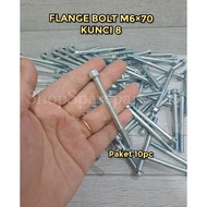 MESIN [ 10 PCS ] K8 FLANGE ENGINE BLOCKBolt M6UNT70 KEY 8 WHITE
