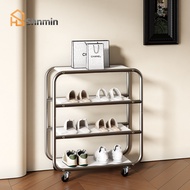 4-tier multifunctional trolley rack | Small metal display rack with Korean aesthetic | SHOE RACK |Fl