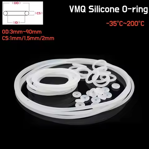 10~200Pcs VMQ White Silicone O-ring Gasket CS 1/1.5/2mm OD 3~90mm Food Grade Waterproof High Tempera