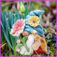 Garden Gnome Decor Gnome Desktop Figurine with Flower Hat Spring Seasonal Decor Tabletop Ornament In
