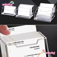 AHTY 1Pcs Business Card Box,  Transparent 1/2/3 Grids Bussiness Card Holder, School Office Supplies 