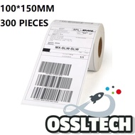 A6 300pcs Thermal Paper Label Roll Sticker 100mm x 150mm x 300pcs 白底三防