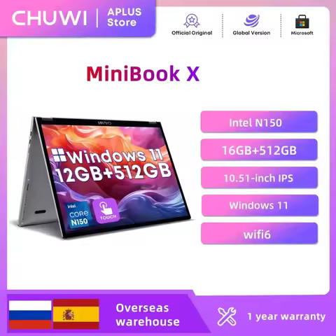 CHUWI MiniBook X 2-in-1 Laptop Intel N150(up to 3.6GHz) 512GB ROM 16GB LPDDR5 10.51" 2K FHD IPS Wind