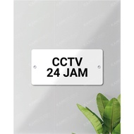 Cctv WRITING 24 HOURS 30X15 CM LANDSCAPE GLASS BOLT / CCTV GLASS BOLT SIGN 24 HOURS / CCTV GLASS BOL