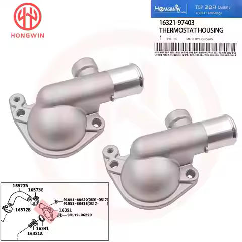 2pcs 16321-97403 Coolant Thermostat Housing For DAIHATSU TERIOS J100 SUV OFF-ROAD 1997-00 1.3 1.5 1.