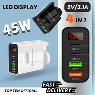 Charger Type C fast charging 45W 4 in 1 USB Charger fast charging kepala charger fast charging Adapt