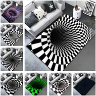 3D Stereoscopic Vision Square Living Room Carpet Illusion Trap Pattern Home Bedroom Tea Table Floor 