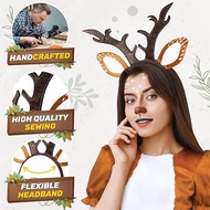 Christmas Reindeer Headband Cute Realistic Deer Antlers Headband Animal Ears Headband for Cosplay De