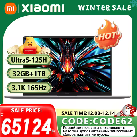 【Russia Warehouse】Xiaomi Redmi Book Pro 16 2024 Ultra5 125H/Ultra7 155H 3.1K 165Hz Screen JYU4592CN/
