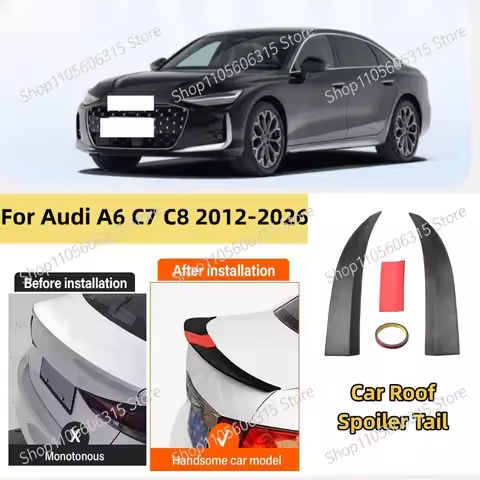 For Audi A6 C7 C8 2012-2026 3-Section ABS Rear Trunk Spoiler 115-125cm Adjustable Sports Decor Top W