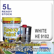 HE 9102 WHITE  ( 5L ) HEAVY DUTY BRAND Two Pack Epoxy Floor Paint - 4 Liter Paint + 1 Liter hardener