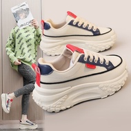 K K67102024Color Matching Daddy Shoes Thick-Soled Heightening Leather Sneakers Women's Shoes Fashion