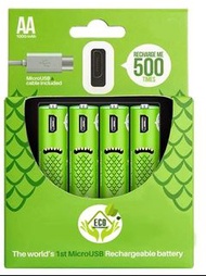 4 件 1100mAh 微型 USB 可充電 AA 電池 sasckp 4 Pcs. 1100mAh Micro-USB Rechargeable AA Batteries 快充線 快充叉電器 磁吸充