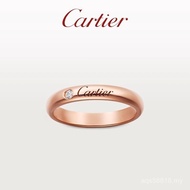 Fashion [Ready Stock] Cartier Ring Cartier C Series Rose Gold Platinum Diamond Narrow Wedding Ring E