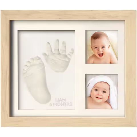 Baby Hand and Footprint Kit,Quick Dry Clay Baby Footprint Kit (Ash Wood) | Pets Paw Kit, Newborn Kee