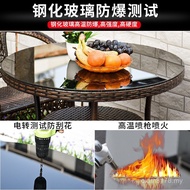 Coffee Table Small Rattan Chair Three-Piece Set Chair Balcony Rattan Outdoor Courtyard Table Chair L