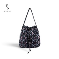 FN NYLON BAG  กระเป๋าผ้าไนล่อน ทอแน่น พิมพ์ลาย FN/BUCKET BAG ทรงขนมจีบ/1307-21-037