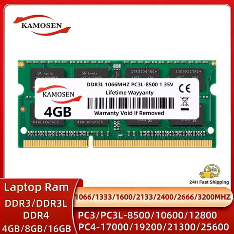 DDR3 DDR3L DDR4 4GB 8GB 16GB Laptop Memory Ram PC3 PC3L 1066 1333 1600Mhz PC4 2133 2400 2666 3200Mhz