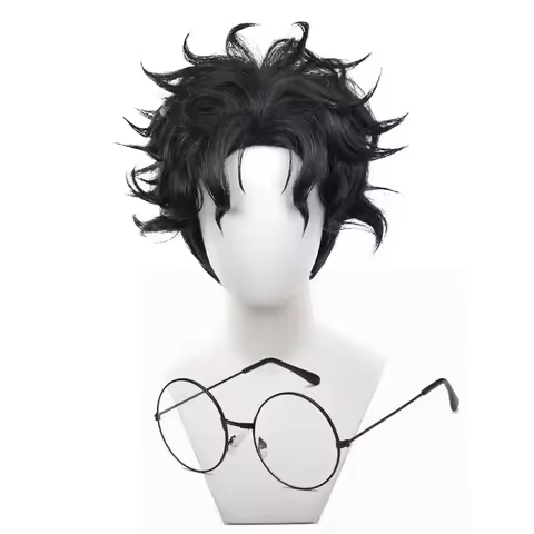 Anime Dandadan Ken Takakura Momo Ayase Cosplay Wig Black Short Curly Wig Okarun Glasses Halloween Pa