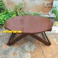 TH โต๊ะญี่ปุ่น โต๊ะกินข้าวไม้สัก 70*70*35 ซม. กว้าง*ลึก*สูง โต๊ะนั่งทำงานกับพื้น สีน้ำตาลเงา