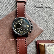 [Original] Alexandre Christie 6280 MCLIPBAIVBO Chronograph Men's Watch with Black Dial Brown Genuine Leather