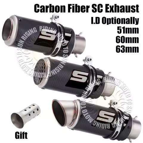 51/60/63mm SC Exhaust For z800 z900 z1000 CBR600 S1000RR Er6n Sv650 R1 R3 MT03 MT07 GP Project Muffl