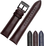 Rey Black Pin Quick-Release Leather Watch Straps- Size 20mm 22mm- Watch Band for Men &amp; Women- Black, Blue, Brown- Replacement Watch Bands for Fossil &amp; Compatible with Most Watches