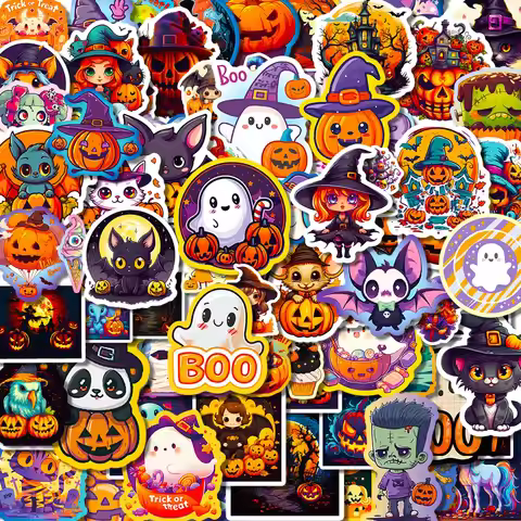 Halloween Stickers Waterproof Spooky for Trick or Treat Halloween Party Pumpkin Ghost Witch Decorati