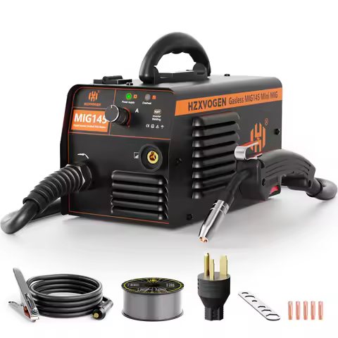HZXVOGEN 145A MIG Gasless Semi-automatic MIG Welding Machine Gasless Iron Soldering Portable Inverte