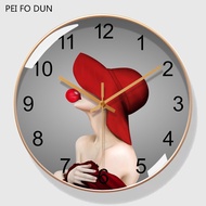 jam dinding clock wall Jam salun kecantikan bulat, jam dinding gelombang radio ruang tamu, jam senya
