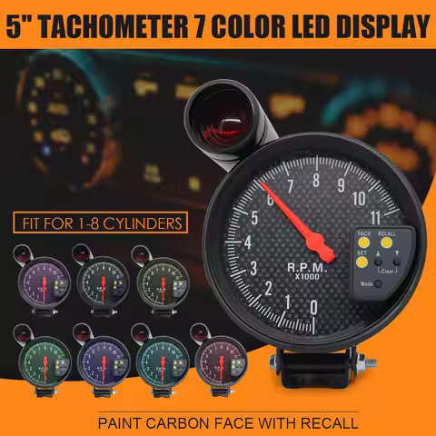 5 Inch RPM Meter Tachometer 11000k With Shift Light Racing Car Gauge 7 Color Backlight 12v For 1-8 C