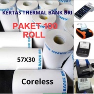 kertas thermal logo bri 57*30mm 100 roll struk edc brilink dan printer bluetooth 58