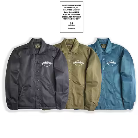 OKONKWO Thickened Coach Jacket Quilted Waterproof Windbreaker Jacket Men's and Women's Printed Baseb