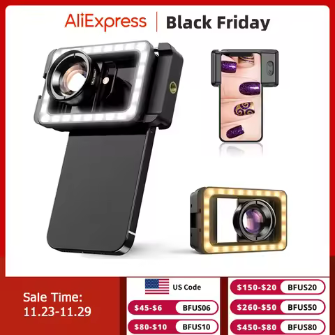 APEXEL New Upgrated 4k HD 100mm macro lens With LED Fill Light Universal Clamp Micro Lenses for iPho