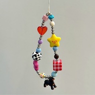 Ins Cute Dopamine Beaded Dachshund Puppy Pendant Phone Case Lanyard