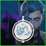 YB LOL Arcane League of Legends Jinx Ekko Necklace Blue Rose Rotating Fashion Jewelry
