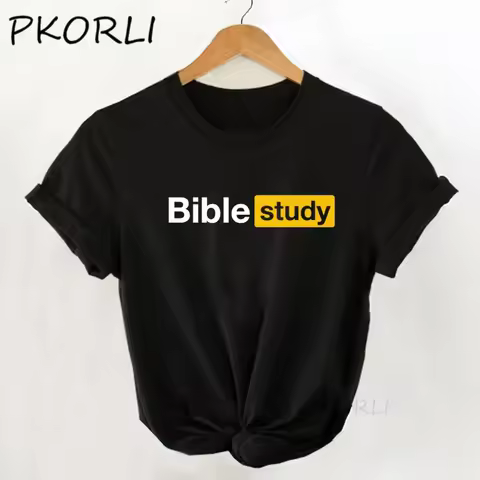Bible Study T Shirt Women Summer Funny Party Tees Bestie Drinkin Porn Hub T-shirt Casual Short Sleev