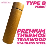 Mutiara Jati TYPE B Thermos Premium Teakwood Flask Stainless Steel 750ml Kayu Jati Air Panas Kopi Ja